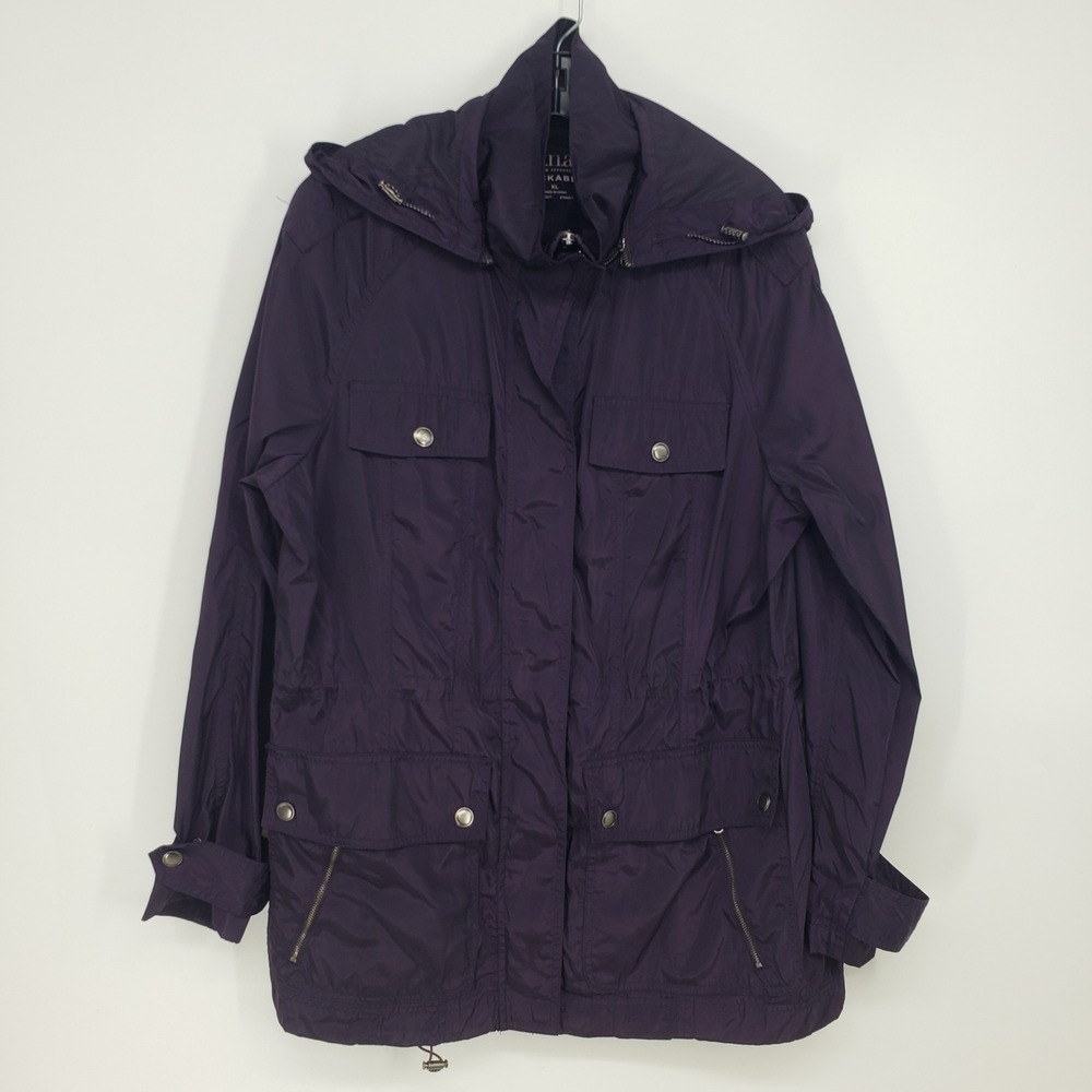 a.n.a Packable Anorak Utility Jacket Women XL Purple Hooded Lightweight Coat